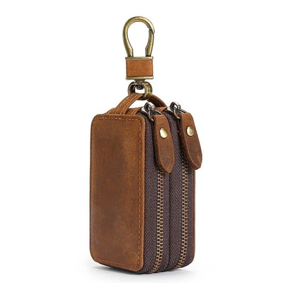 Leather Zipper Key Wallet Keychain Car Key Holder Case Pouch Bag Key Purse - Image 1 of 4