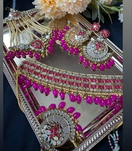 Choker Set Indian Traditional Wedding Gold Plated Bollywood Fashion Jewelry - Picture 1 of 1