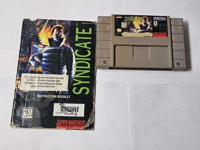 Syndicate (Super Nintendo SNES, 1993) Game Cartridge & Manual Rare - No Box  - Image 1 of 4