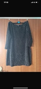Beautiful Black Silver Sparkle Tunic Top Size Large 14/16 - Picture 1 of 2