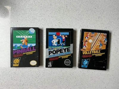 nes cib, popeye, pinball, volleyball, nintendo black box - Image 1 of 4