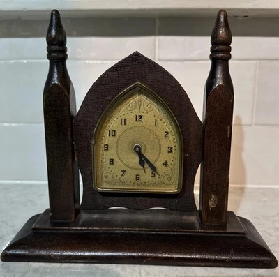 Antique Metal Mantle Desk Shelf Clock The Lux Clock MFG Co. - Image 1 of 4