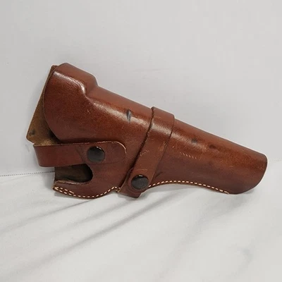 Revólver con correa a presión de cuero vintage OTW funda para mano derecha - fabricante/modelo desconocido Foto 1 de 4