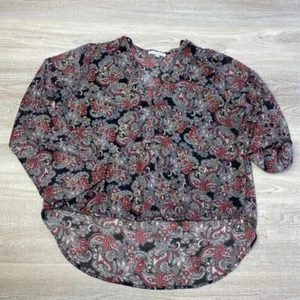 Crescent & Willough Womens Blouse Multicolor Paisley Roll Tab Sleeve High Low XL - Picture 1 of 8