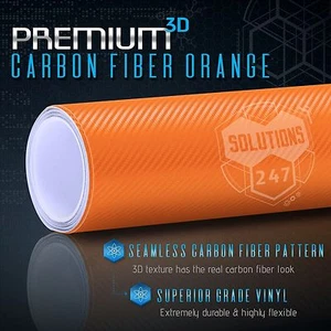 3D Orange Carbon Fiber Matte Vinyl Wrap Bubble Free Air Release - Custom Cut - Picture 1 of 8