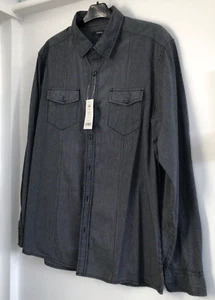 New Black Check Shirt Mens, 100% Cotton, Western Cowboy Style Large 47 by George - Picture 1 of 9