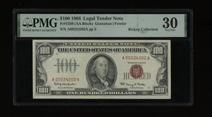 DBR 1966 $100 Legal Fr. 1550 PMG 30 Serial A00224202A - Picture 1 of 2
