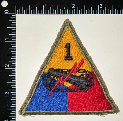 WWII US Army 1st Armored Armor Division Tank GREENBACK Patch - Image 1 of 2