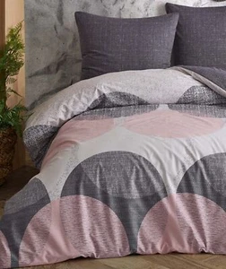 Bettwäsche Set Kreise Meliert anthrazit rosa modern Wende Baumwolle Renforce - Bild 1 von 6