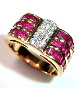 Ring 750 Gold 1.50 ct Rubine 0.25 ct. Diamanten Gr 53 / 17 mm änderbar 7,0gr