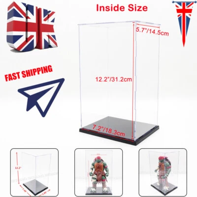 UK Perspex Acrylic Display Case 31cm H Box Plastic Base Dustproof Figure Trophy - Image 1 of 4