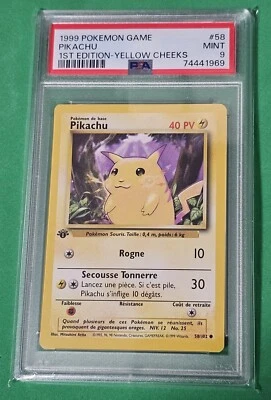 1999 Pokemon FRENCH 1st Edition Base Set Pikachu 58/102 PSA 9 MINT - Image 1 of 2