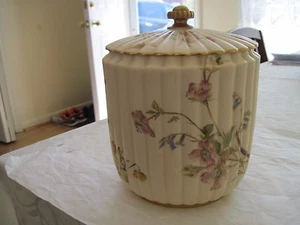 Barattolo Biscotti Vintage 19 C Royal Worcester Decorazione Floreale Coperto - Foto 1 di 8