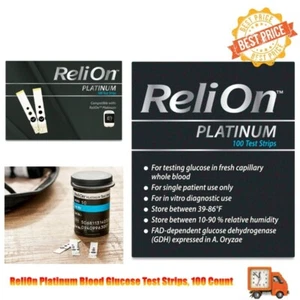 ReliOn Platinum Blood Glucose Test Strips, 100 Count - Picture 1 of 7