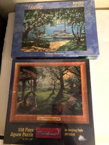 MB 1,000 Pc Tranquil Harbor Puzzle & Sunsout 550 Inviting Pathway Puzzle-new - Picture 1 of 3