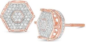 1.50 Ct Round Lab Created Diamond 14K Rose Gold Plated Cluster Stud Earrings