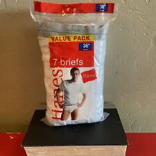 2006 Hanes Mens Classic White Briefs Underwear Value Pack 7 Pack Size 36”