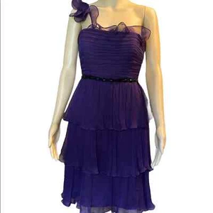 Mikael Aghal One-shoulder Crepe Knee-Length Dress Size 8 - Picture 1 of 10