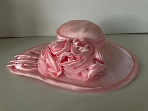 Vtg MR HI's CLASSIC Hot Pink DERBY HAT Horse-Racing-Style Floral Bow Women's Cap - Picture 1 of 10
