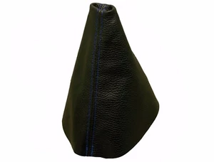 SEAT LEON (1999-2005) Cuffia Leva Cambio 100% Pelle -Cuciture Blu - Picture 1 of 1