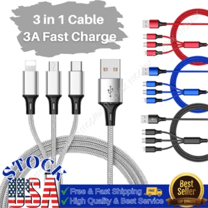 10 PACK 3 in 1 Fast USB Charging Cable Universal Multi-Function Charger Cord LOT - Picture 1 of 16