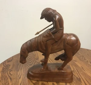 Carved Wood Statue Native American Indian “The Last Stand” - Picture 1 of 12