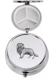 D7 Cavalier King Charles Pewter design on circular metal pill trinket box caddy - Picture 1 of 1