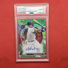 JOSH JUNG 2023 TOPPS FINEST AUTOGRAPH GREEN REFRACTOR WAVE #/99 RC PSA 10 POP 2