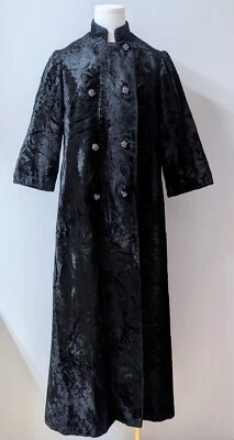 Raymodes Vintage 60s Black Crushed Velvet Goth Victorian Steampunk Long Coat S - Image 1 of 4