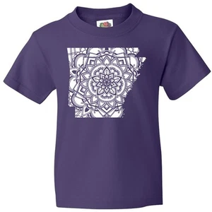 Inktastic Arkansas Silhouette Mandala Youth T-Shirt State Home Design Flower Jmg - Picture 1 of 9