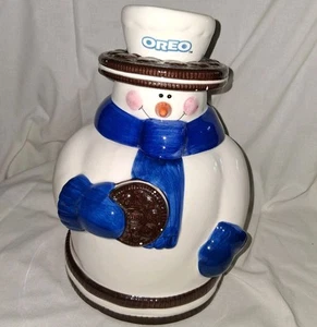 OREO SNOWMAN COOKIE JAR VINTAGE WINTER SCARF HAT ITEM #31122 - Picture 1 of 5