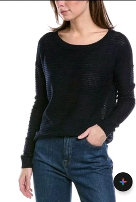 NWT Theory Ribbed Oversized Cotton Pullover Sweater in Soft Navy Size Small #520 - Image 1 of 4