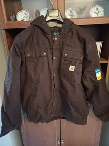Carhartt Giacca Uomo Bartlett, Foderata Sherpa, Marrone Scuro XXL/2XL Nuova - Foto 1 di 9