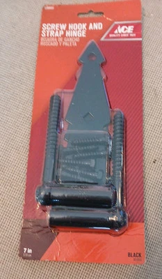 7 Inch Black  Screw Hook and Strap Hinge New - Image 1 of 2
