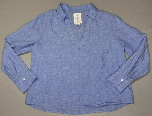 Calypso St. Barth Women’s 100% Linen V Neck Flowy Blouse Top Blue Size Large - Picture 1 of 3