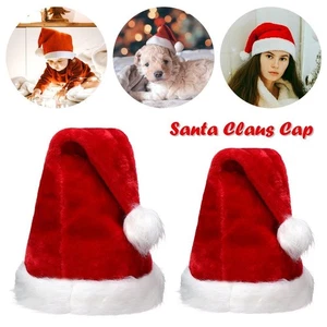 Plush Santa Claus Cap Red Festival Supplies Christmas Hat Party Cosplay - Picture 1 of 14