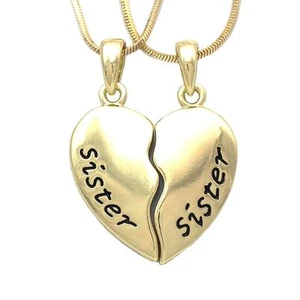 Mothers Day Love Sister Sister Engraved Best Friend BFF Heart Pendant Necklace - Picture 1 of 1
