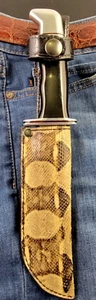 Buck Knives 119 Scheide Rechtszug mit authentischer Schlangenhaut Sonderanfertigung Neu - Bild 1 von 8
