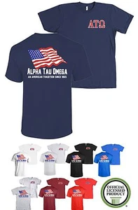 Alpha Tau Omega Fraternity Bella + Canvas American Flag USA Shirt - Bild 1 von 3