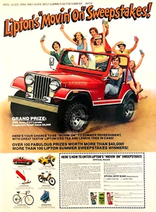 SORTEO DE TÉ HELADO Y ÁRBOL DE LIMÓN LIPTON — GANA UN JEEP O AMC SPIRIT — ANUNCIO IMPRESO 1980 - Imagen 1 de 1