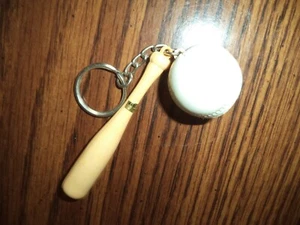 Miniature Plastic Baseball Bat And Baseball Keychain  - Picture 1 of 1