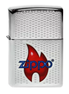 ZIPPO Feuerzeug FLAME FILL High Polished Chrome Zippo Logo Flamme OVP NEU stF - Bild 1 von 2