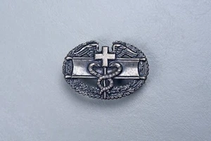 WWII U.S. COMBAT MEDIC w/CUT OUT SNAKES - PINBACK, STERLING - Picture 1 of 7