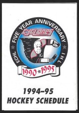 1994-95 Cincinnati Cyclones ECHL Hockey Schedule !!! Bank One
