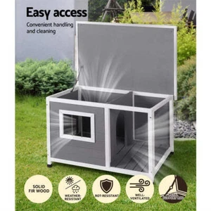 i.Pet Dog Kennel House Large Wooden Outdoor Pet Kennels Indoor Puppy Cabin Log - Picture 1 of 7