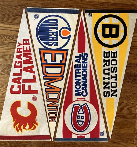 Vintage Boston Bruins Montreal Canadiens Edmonton Oilers Calgary flames Pennants Cover