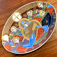 Japanese SATSUMA MORIAGE OVAL PLATTER - Immortals - Decorative Gilt Hand Painted