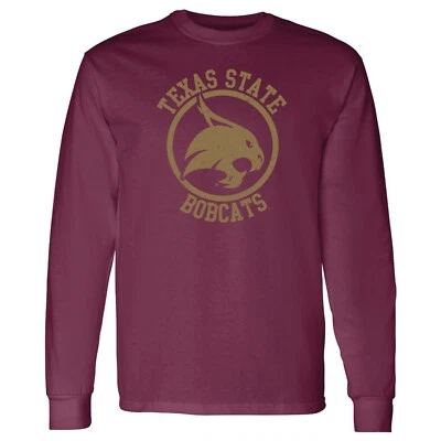 Texas State Bobcats Distressed Circle Logo Long Sleeve T-Shirt - Maroon - Image 1 of 4