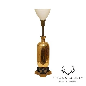 Hollywood Regency Vintage Black & Gold Table Lamp - Picture 1 of 11