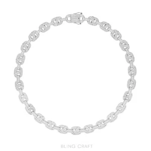 Collar redondo de cadena de eslabones marineros de moissanita real de 19,33 quilates enchapado en oro de 14 k para hombre - Imagen 1 de 18